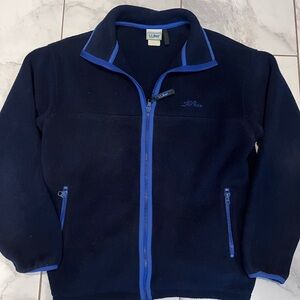 Vintage L.L.Bean 90’s Navy Fleece Full Zip Jacket with Blue Trim